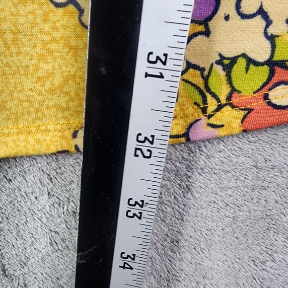 Women's Yellow LulaRoe Floral Print Tunic Top Shirt Short Sleeve Size M - Picture 9 of 10